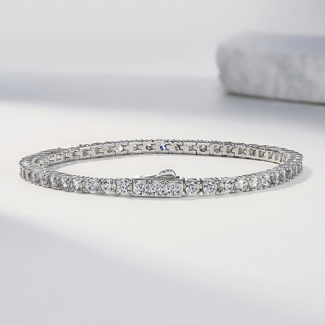 KRKC 큐빅지르코니아 실버 테니스팔찌 여성 데일리 샤인 테니스 팔찌