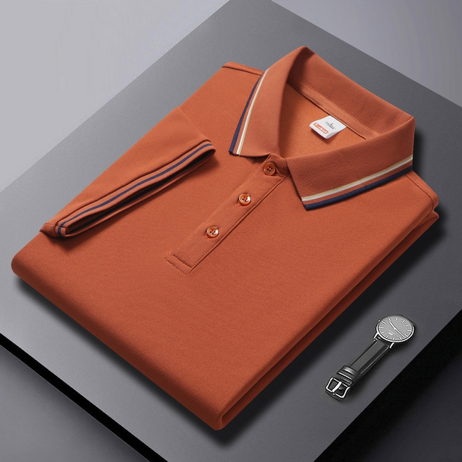 고급감 폴로셔츠 남성 슬림핏 스트라이프 카라 반팔 티셔츠