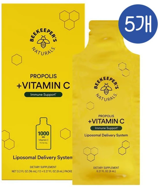 비키퍼스 프로폴리스 리포좀 내추럴 비타민C 1000mg 액상(8mlx12포입) BEEKEEPERS NATURALS Propolis Liposomal Vitamin C, 5개 - 쿠팡