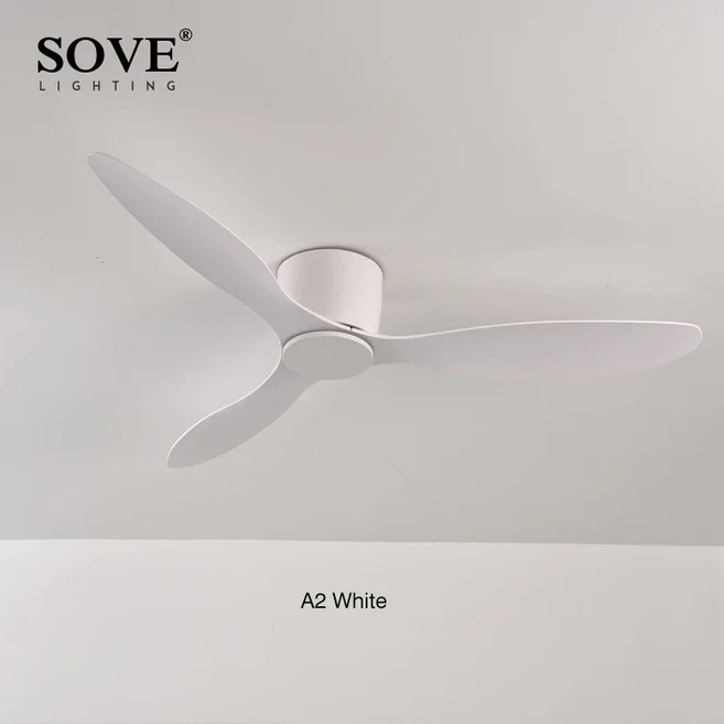 SOVE 화이트 천장 선풍기 낮은 바닥 초박형 DC 17cm 원격 제어 조명 없음 220V, 01 A1 White, 02 52 inch
