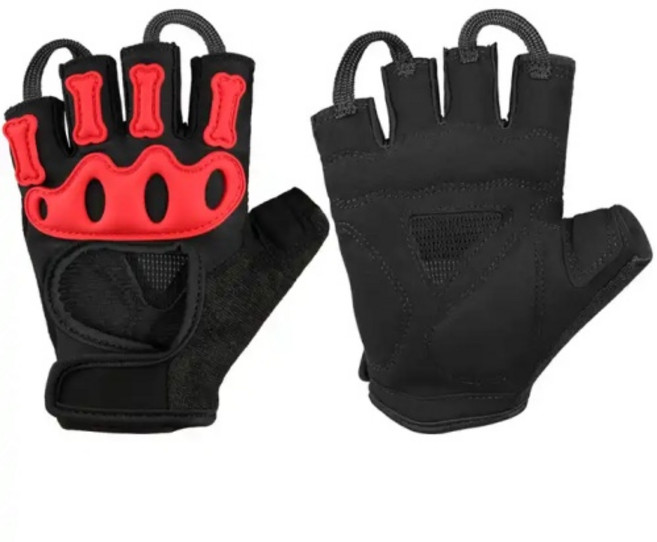 앤티스 사이클 하프 스포츠 반장갑 양손 세트, 레드, 1개