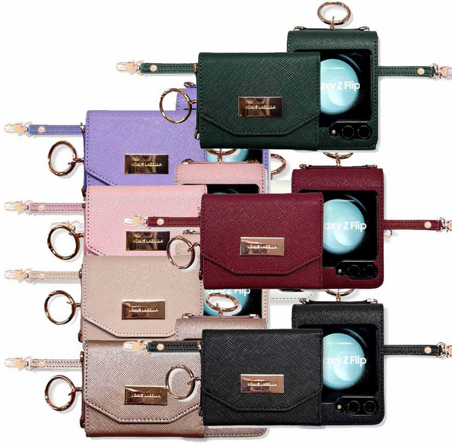 포니요기 갤럭시 Z플립6 / SM-F741 SK LG KT 사피아노 라벨 핑거 스트랩 +링 +카드 지폐수납 지갑형 휴대폰 케이스