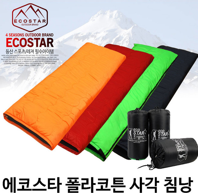 국산 에코스타 폴라코튼 사각침낭, 1개, 레드