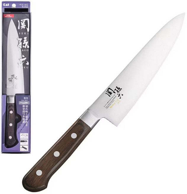 카이 세키마고로쿠 베니후지 산도쿠 식도 주방칼 셰프칼, 브라운 핸들