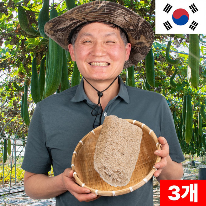몽둥이 천연 수세미 100% 국산 프리미엄 소 10cm, 1세트, 3개입