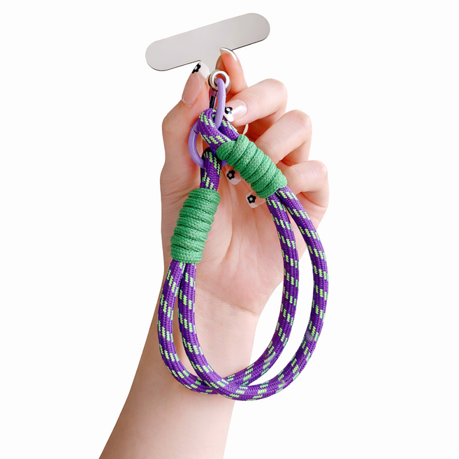 여행체크인 휴대폰 도난방지 손목 스트랩 고리, 1개, 그린퍼플