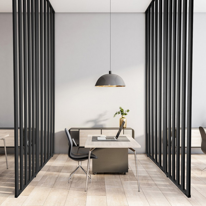 우드톡 설치가 쉽고 연결이 깔끔한 스트라이프 공간분리 간살 가벽 파티션 칸막이 가림막, 블랙