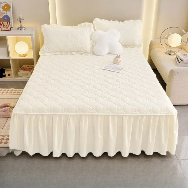부드럽다 스커트 침대 패드 고정밴드형