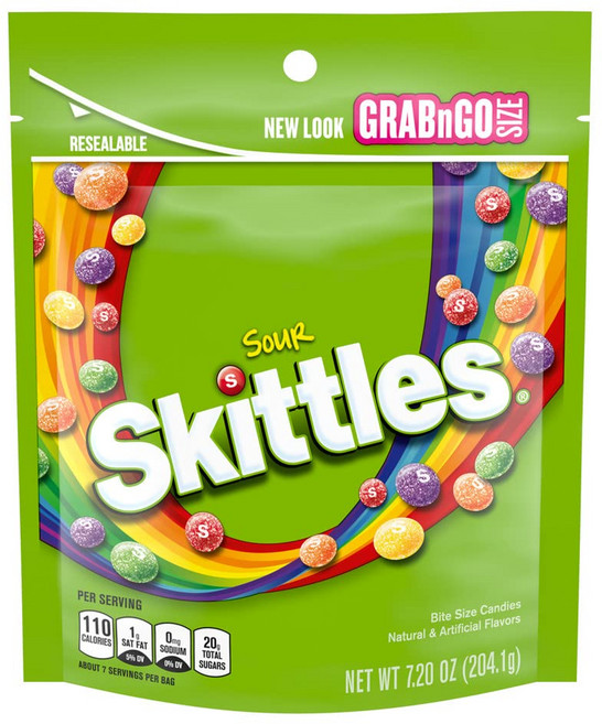 스키틀즈 사워 쫄깃한 캔디 벌크 팩 그랩 앤 고 7.2온 SKITTLES Sours Chewy Candy Bulk 9 Oz Resealable Bags 8 Count Bag, 1개