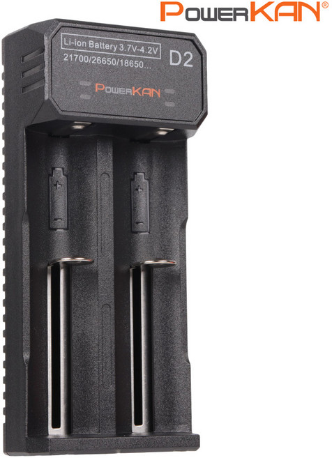 POWERKAN 파워칸 배터리 충전기 리튬이온 3.7V D2 건전지 밧데리 충전 18650 26650 과충전방지, 1개
