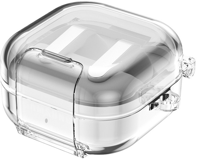 더조은셀러 에어스킨 플립 스탠딩 거치 잠금 케이스 갤럭시 버즈4 버즈4 프로 호환, 1개, 투명, 갤럭시 버즈4/4프로