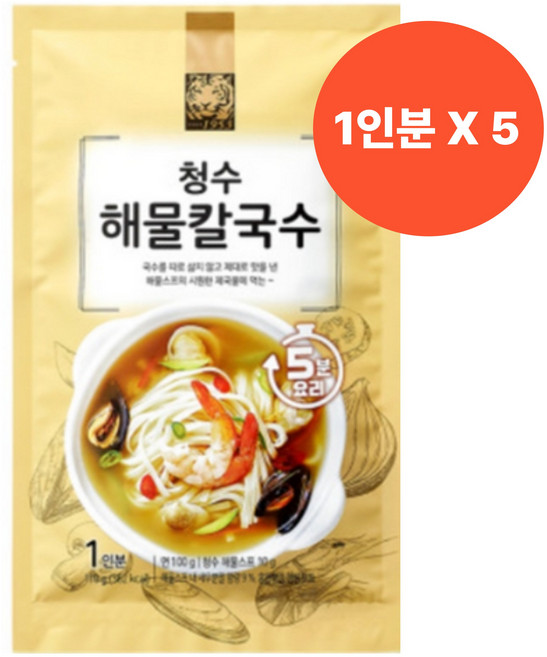 5분간편요리 청수 해물칼국수 110g, 5개