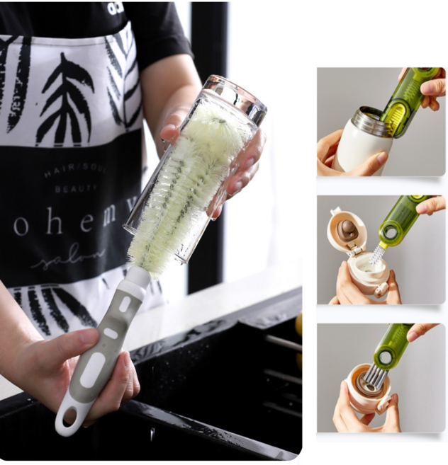 클린에스 길이조절 텀블러 세척솔 세트, gray, 1세트