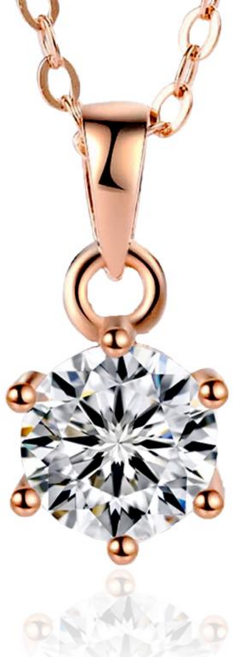 시르겜스 모이사나이트 1캐럿 6프롱 로즈 골드 펜던트 모조 다이아몬드 목걸이 XDMSZ-002