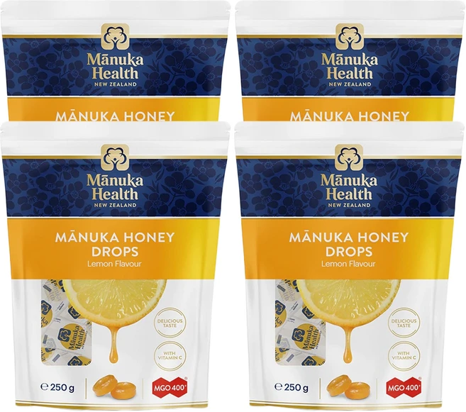마누카헬스 마누카 허니 드롭스 레몬 MGO 400+ 사탕, 250g, 4개 - 쿠팡
