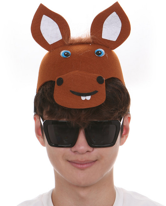 부직포 동물 모자 갈색 말 분장 역할 소품 용품 파티, 단품