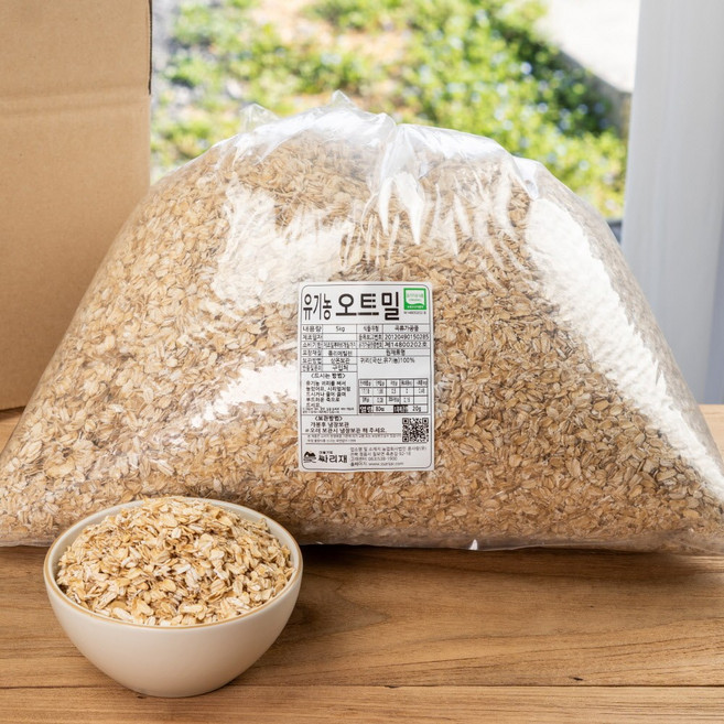 싸리재 대용량 유기농 오트밀 5kg 싸리재 국산 롤드 오트 압착귀리 포리지 오트밀 쉐이크, 1개