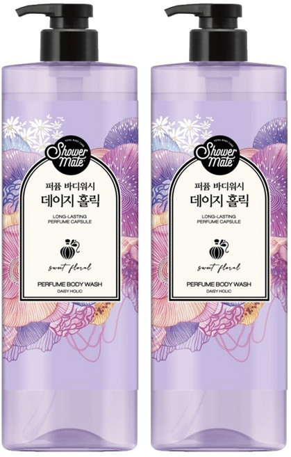 샤워메이트 퍼퓸 바디워시 데이지 홀릭, 1L, 2개