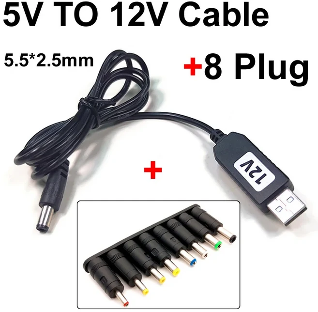 범용 5V 9V 12V USB to DC 전원 케이블 잭 충전 코드 플러그 커넥터 55x25 라우터 미니 소형 팬 스피커 카, 03 12V Plug, 03 12V Plug