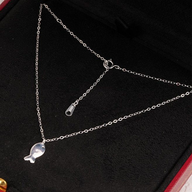 오누이디스플레이 실버925 미니 물고기 펜던트 목걸이 데일리 은목걸이
