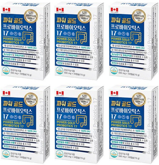 파워골드 프로바이오틱스 17 100억 생 유산균 30캡슐 한달분, 6개, 30정
