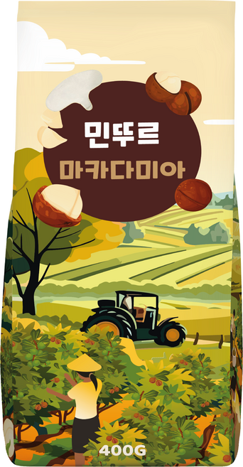마카다미아 무염 견과류 대용량 프리미엄 간식 진공포장, 400g, 1개