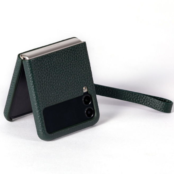 본아띠 머서 천연소가죽 토고 슈렁컨 풀커버 갤럭시 Z플립 케이스