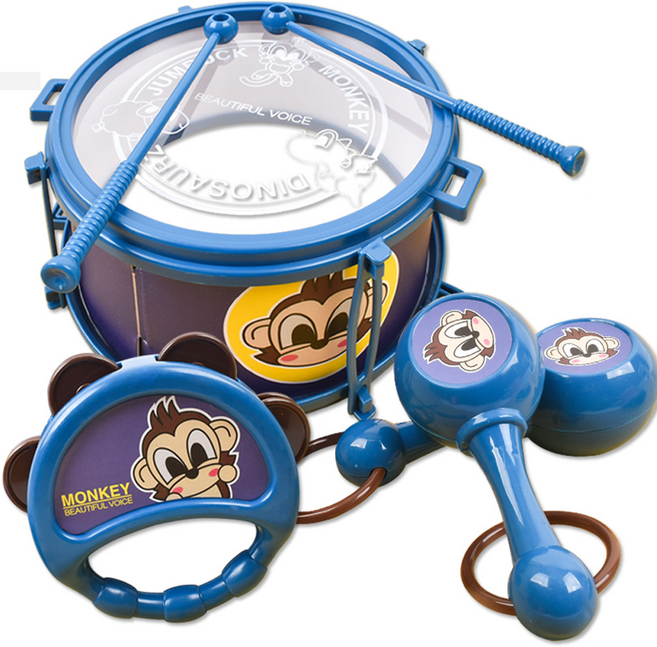 영유아악기세트 3종-유아용드럼+유아탬버린+유아용마라카스2개 유아드럼 장난감드럼 타악기세트, 블루, 12세트