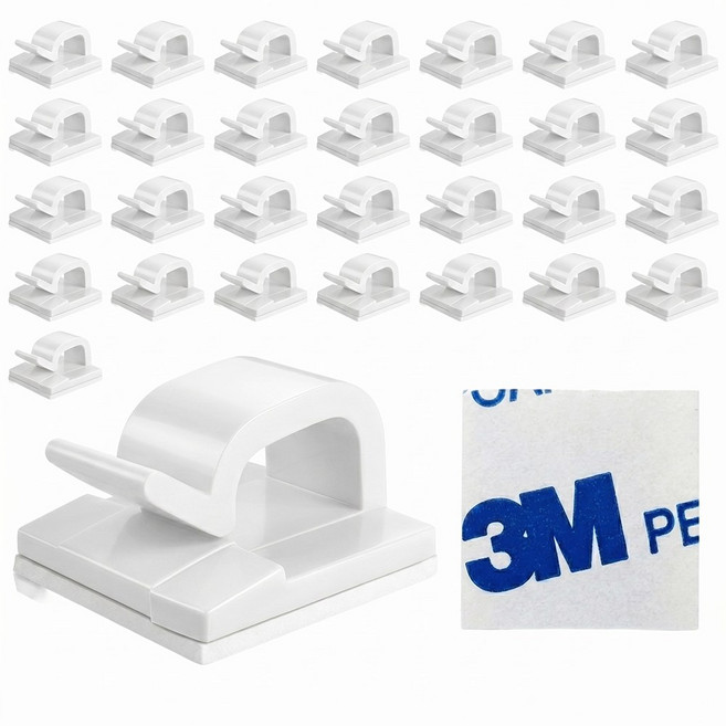 앞날창창 케이블 굵은 선 정리 클립, 30개, 화이트