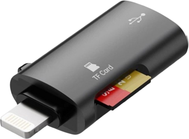 WEET【讀卡機】Lightning介面OTG讀卡器 TF/USB可同讀, 適用i8~14-黑色, 1個, Lightning接口OTG讀卡器 TF/USB可同讀