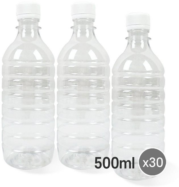 물통 원형 생수병 투명pet 밀폐용기 공병 (세트), 30개, 500ml