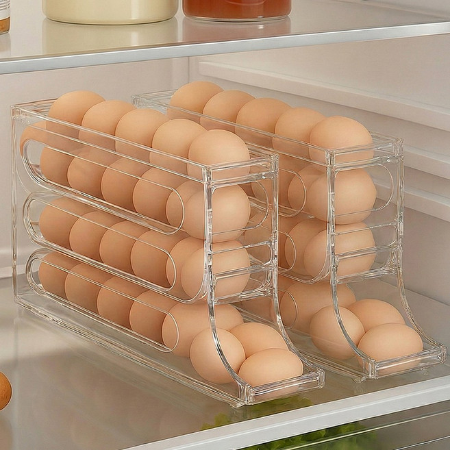 다르앤 2P 자동 계란 보관함 트레이, 2개, 투명