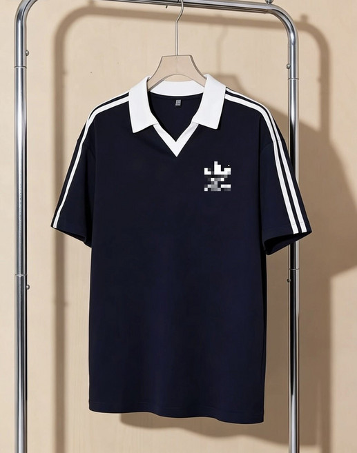 adidas 針織POLO衫 三葉刺繡翻領短袖上衣, 藍色