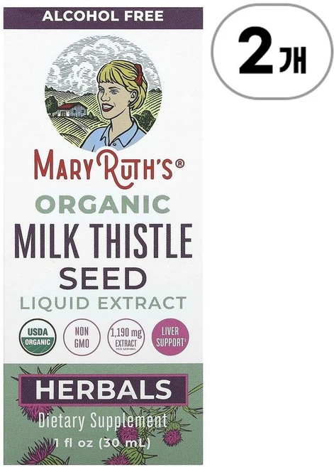 메리루스 유기농 밀크씨슬 씨앗 액상 추출물 MaryRuth's Organic Milk Thistle Seed Liquid Extract 30ml, 2개 - 쿠팡