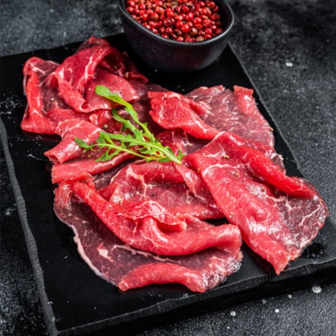 [슬라이스] 다이어트 식단 운동 헬스 저지방 소고기 우둔살, 10개, 100g