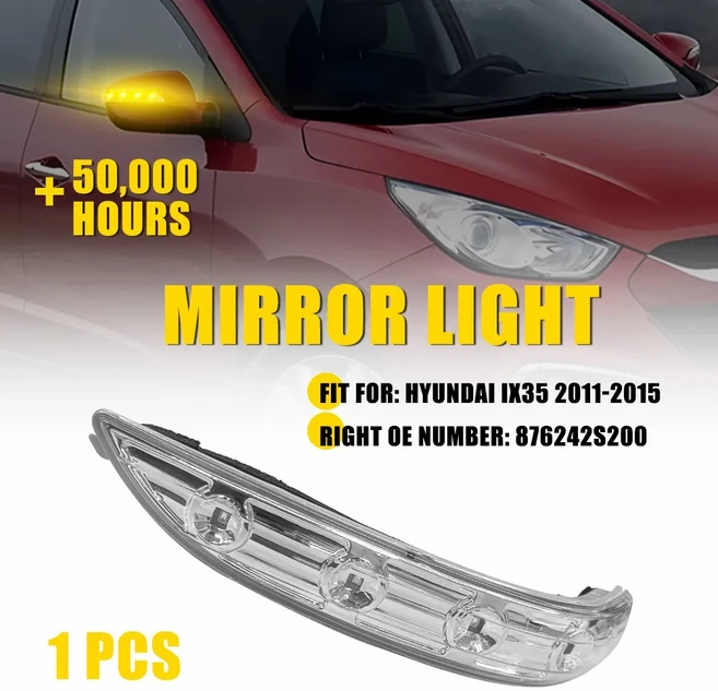현대 IX35 2011 1개 앰버 LED 사이드 미러 램프 876242S200 좌우 방향지시등 초고휘도, 02 1Pcs Right