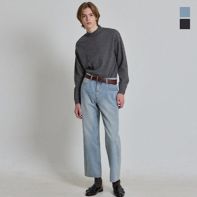 [더블유스탠다드(W STANDARD)] 브러쉬드 와이드 데님 팬츠