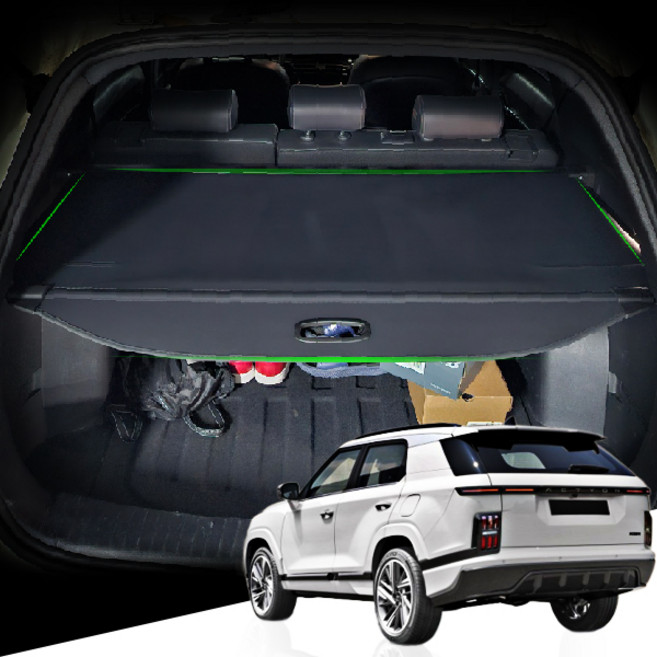 썬카 액티언 2세대 트렁크 러기지스크린 S7 S9 트렁크정리 가림막 네트, 블랙