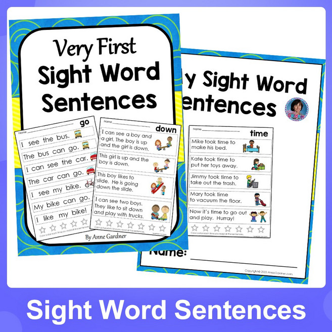 My Very First Sight Word Sentence 어린이 홈스쿨 워크북 학습 파닉스 유아 영어 워크북 문제집, Level 1 & Level 2