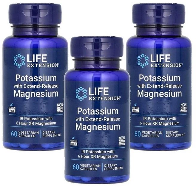 라이프 익스텐션 칼륨 + 익스텐드-릴리즈 마그네슘 캡슐, 3개, 60정 - 쿠팡