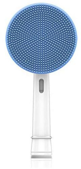 진동클렌저 뷰티 이중세안 구강 B와 호환되는 페이셜 클렌징 브러시 교체 헤드 전동 칫솔 베이스 각질 제거 딥 클리닝 및 마사지용 방수 실리콘 페이스 스핀, Blue, 1개
