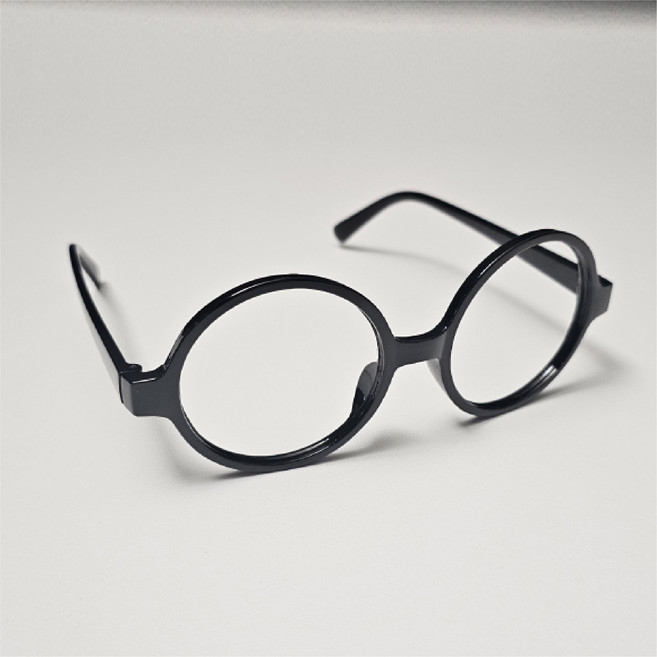 [청춘교복] 해리포터 마법사안경 알없는 뿔테안경 코스프레 둥근 안경테, 1개, Black