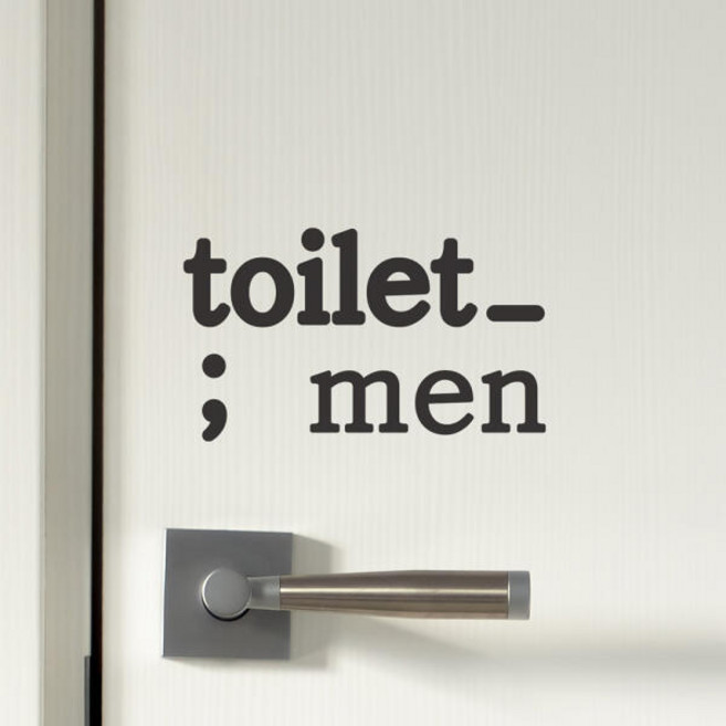 toilet men women 세미콜론 화장실 탈의실 남녀구분 도어 스티커, 남자, 검정색