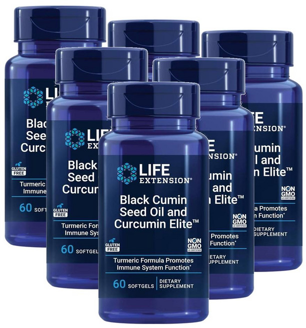 라이프 익스텐션 블랙 큐민씨드 오일 커큐민 엘리트 소프트젤 Life Extension Black Cumin Seed Curcumin, 60정, 6개