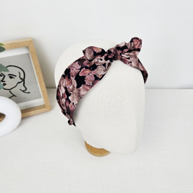 무이토린다 가을 낙엽 리본 반다나 헤어밴드