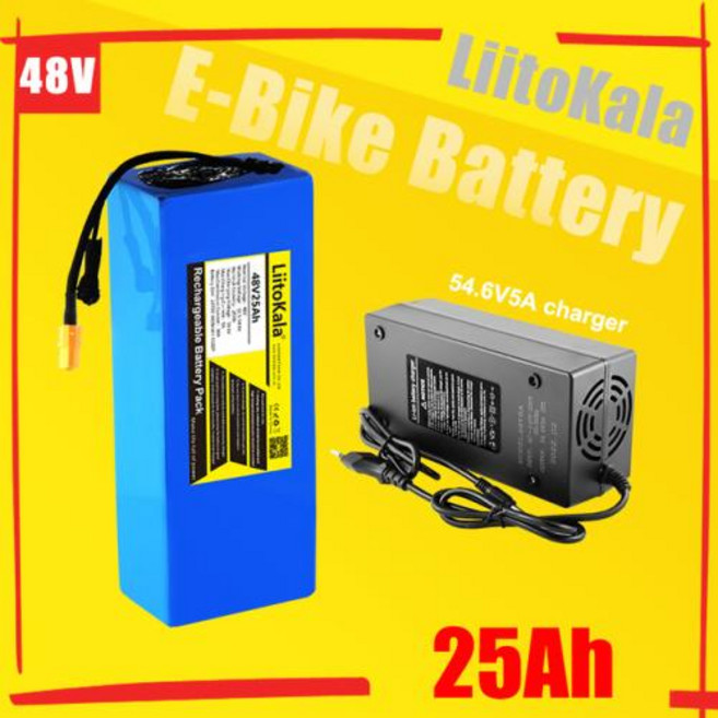 LiitoKala 전기 자전거 배터리 내장 50A BMS 48V 35Ah 20Ah 30Ah 25Ah 21700 5000mAh 13S 리튬 배터리 팩 48V 1500W, 1개, 1개입