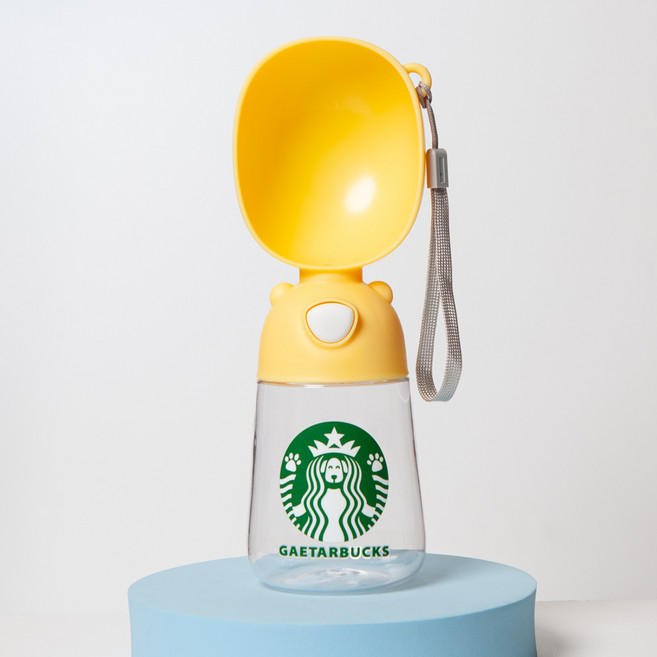 매일그개와 강아지 산책 물병 휴대용 개타벅스, 1개, 옐로우