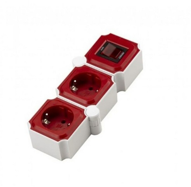 천하)테트리스 멀티탭 2구 3M(화이트+레드/M2KS-WTRD), 1개
