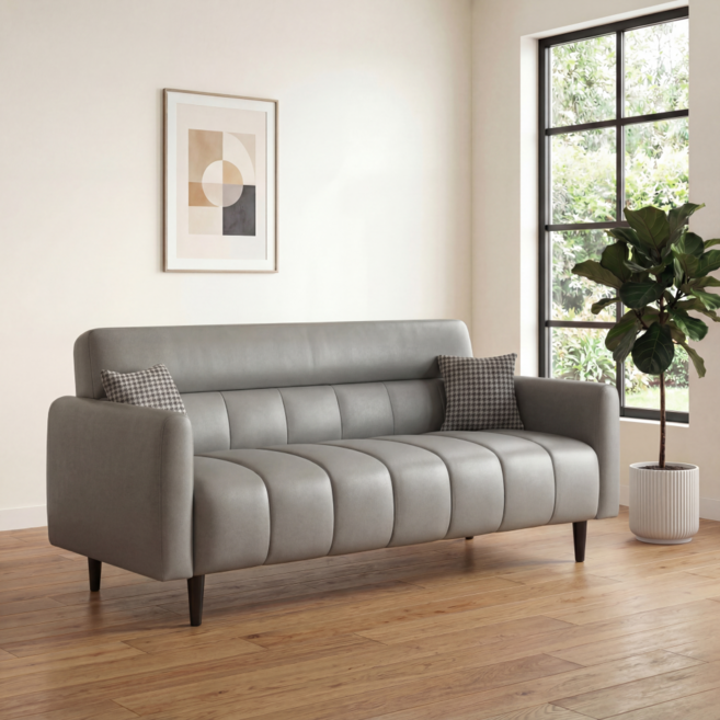 베아트룸 각도조절 2인용 가죽소파 120cm BRL14, 그레이