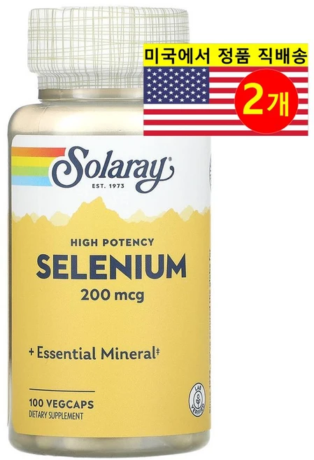 Solaray 솔라레이 셀레늄 200mcg Selenium, 2개, 100정 - 쿠팡